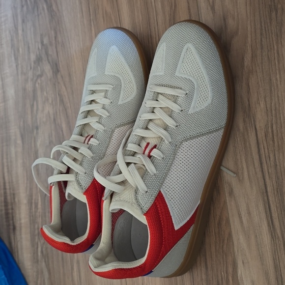 Rothy's Other - ROTHYS The RS01 Sneaker Off White Red Grey Up Comfort Gum Bottom Men Size 8 NWOB